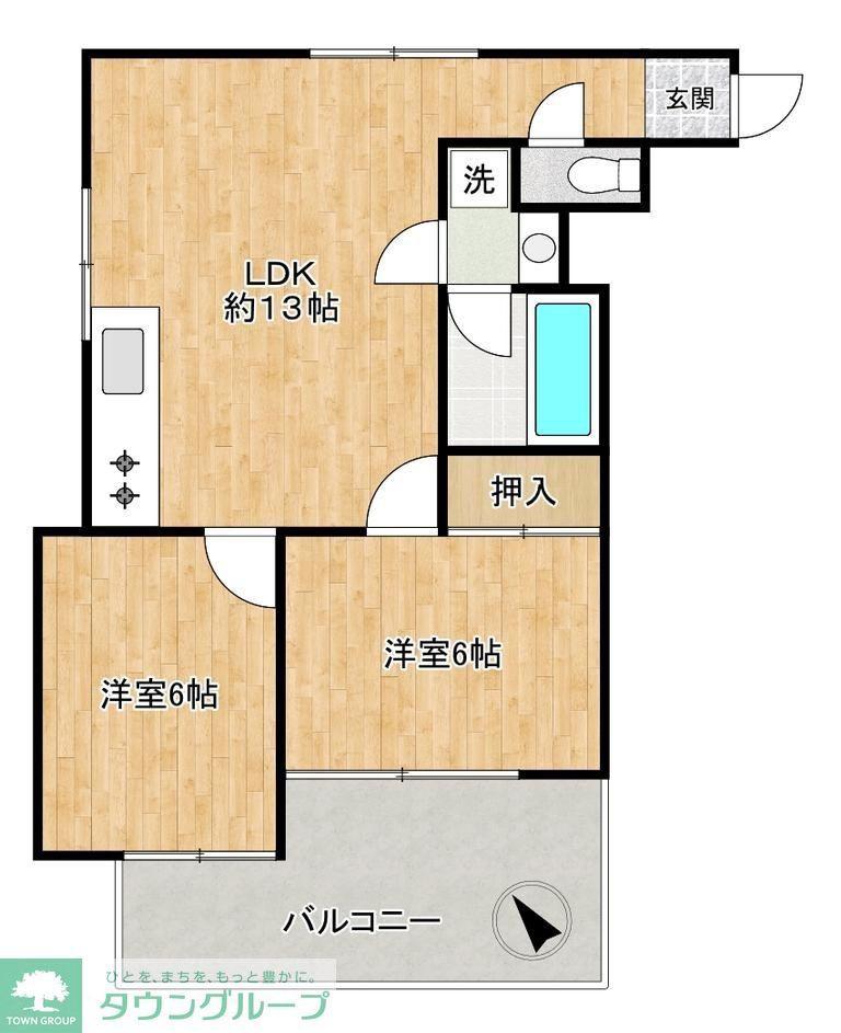 リバーサイド成城パレス(2LDK/3階)の間取り写真