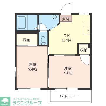 コーポ三起II(2DK/2階)の間取り写真