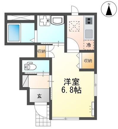 アビタシオン郡山(1K/1階)の間取り写真