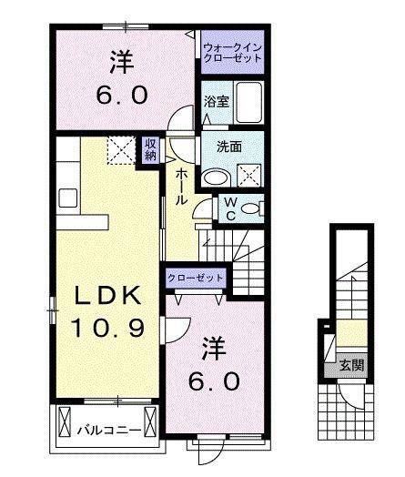 コンフォールII(2LDK/2階)の間取り写真