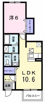 メゾンカルム(1LDK/1階)の間取り写真