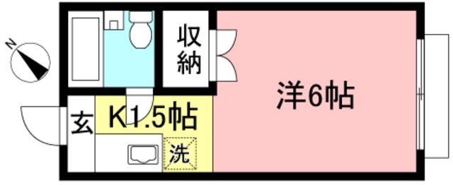 グリーンハイツ滝瀬B(1K/1階)の間取り写真