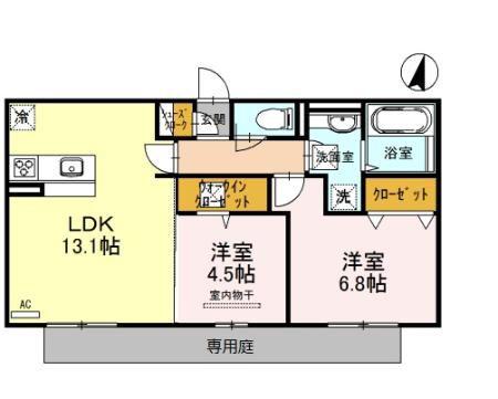 夢彩館III(2LDK/1階)の間取り写真
