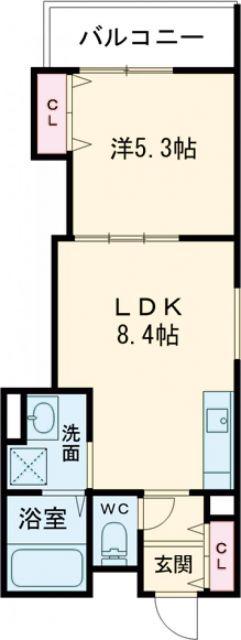クリエオーレ大蓮東I(1LDK/2階)の間取り写真
