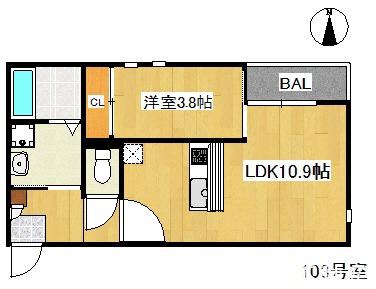 GRANDTIC KAREN西新南(1LDK/1階)の間取り写真
