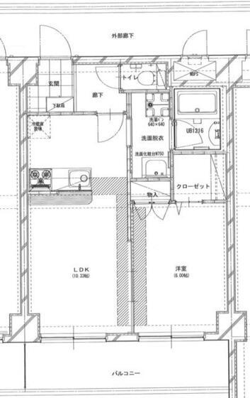 ローズパーク(1LDK/2階)の間取り写真