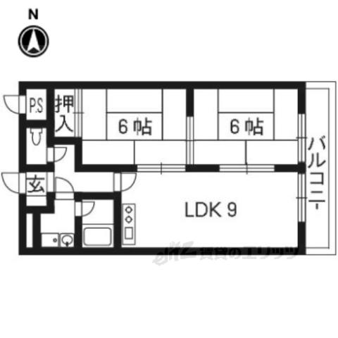 ロアールハイツ(2LDK/4階)の間取り写真