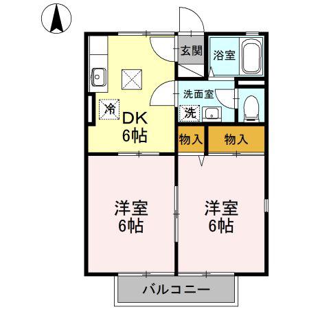 メゾンT&K A/B/C(2DK/1階)の間取り写真