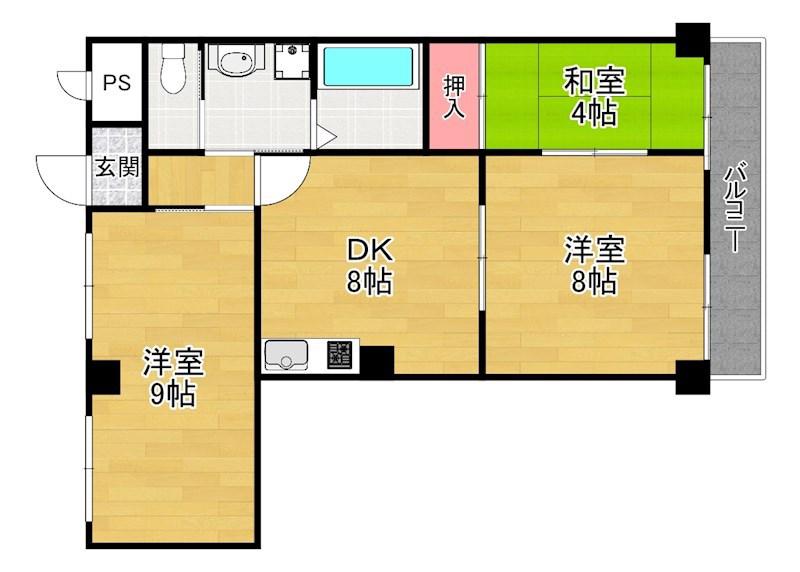 アビタツィオーネ香里園(3DK/4階)の間取り写真