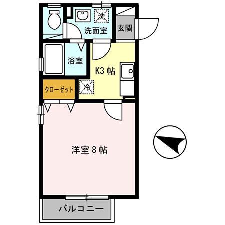エスポワール(1K/2階)の間取り写真