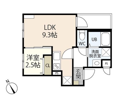 MOVE広本町ノース(1LDK/2階)の間取り写真