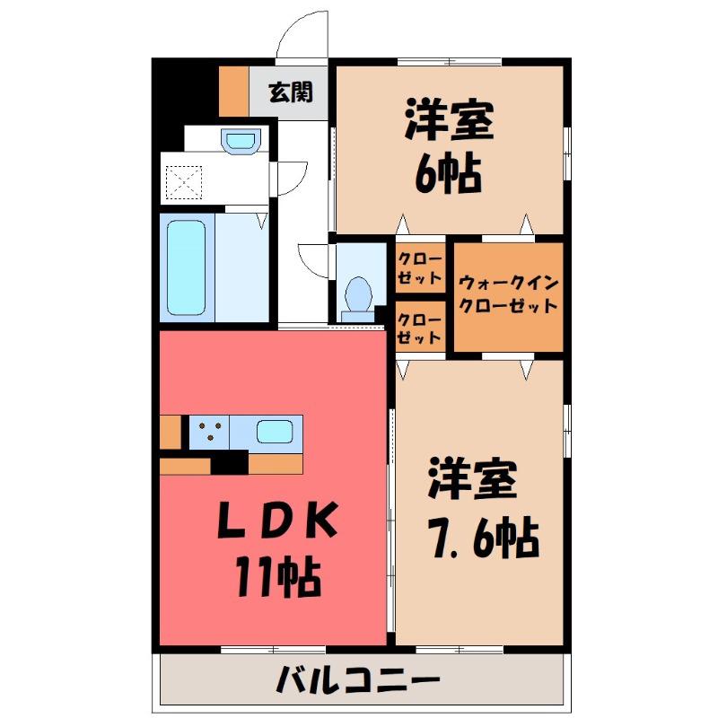 ラ・ピーノ5(2LDK/1階)の間取り写真
