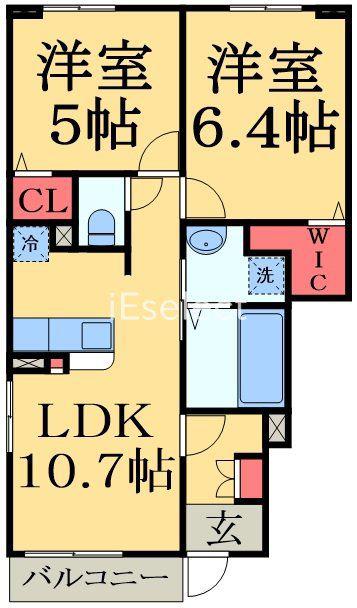 カームB(2LDK/1階)の間取り写真