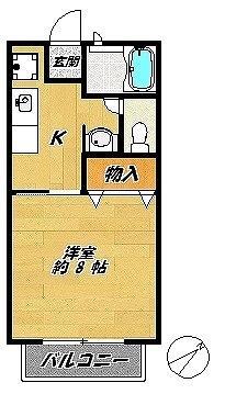 シルクハイツ(1K/1階)の間取り写真