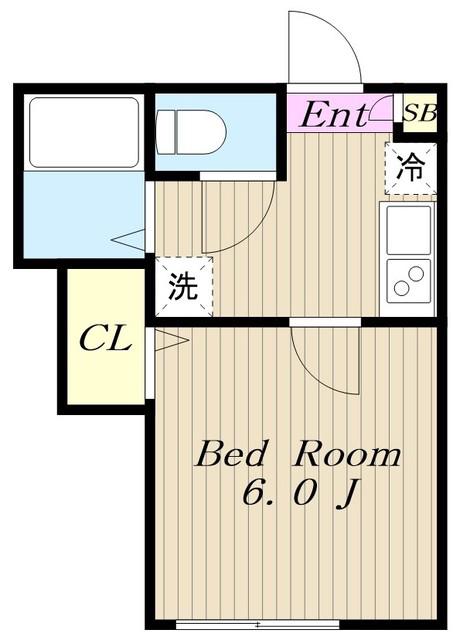 AMBITION町田(1K/2階)の間取り写真