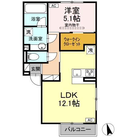 パルミエ III(1LDK/2階)の間取り写真