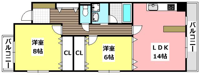 ヴィーシャルム(2LDK/2階)の間取り写真