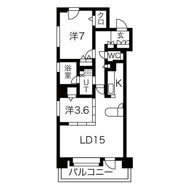 ラ・クラッセ札幌ステーションスクエア(2LDK/4階)の間取り写真