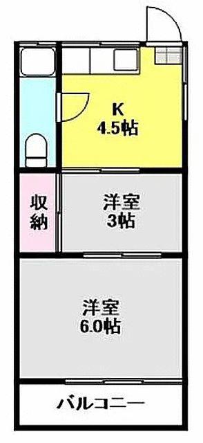 東荘(2K/2階)の間取り写真