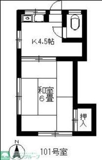 北岡荘(1K/1階)の間取り写真