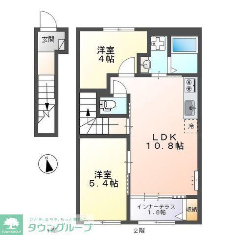 ヌーヴェルテールA(2LDK/2階)の間取り写真