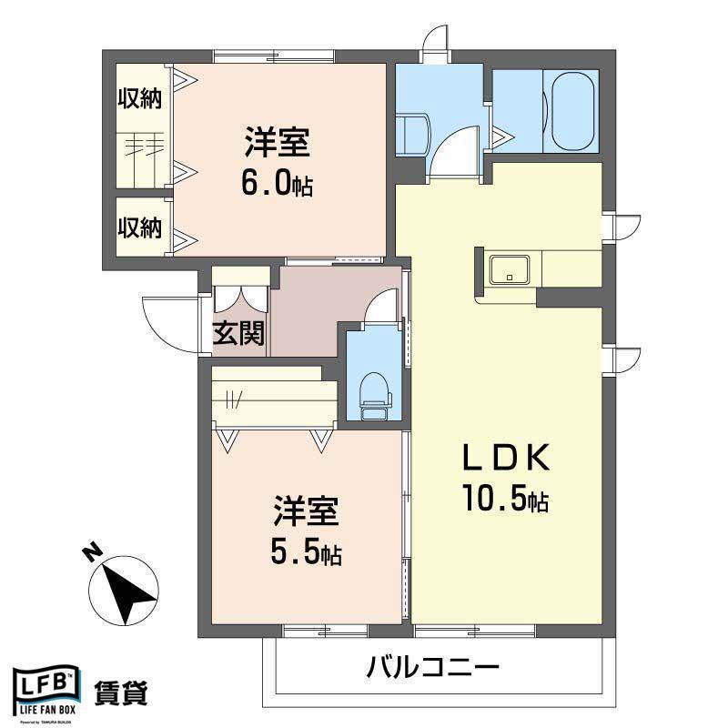 グランステージ(2LDK/3階)の間取り写真