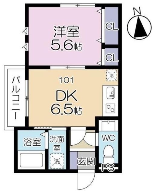 セイブロッサム(1DK/1階)の間取り写真