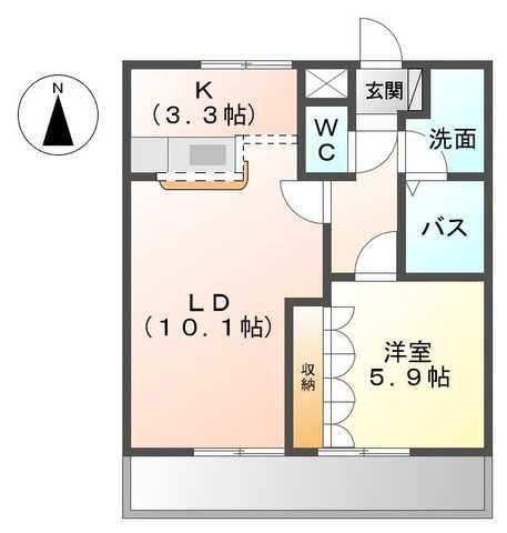 プランドール(1LDK/2階)の間取り写真