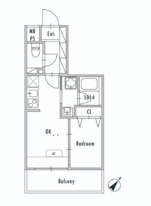 GRANPASEO押上II(1DK/6階)の間取り写真