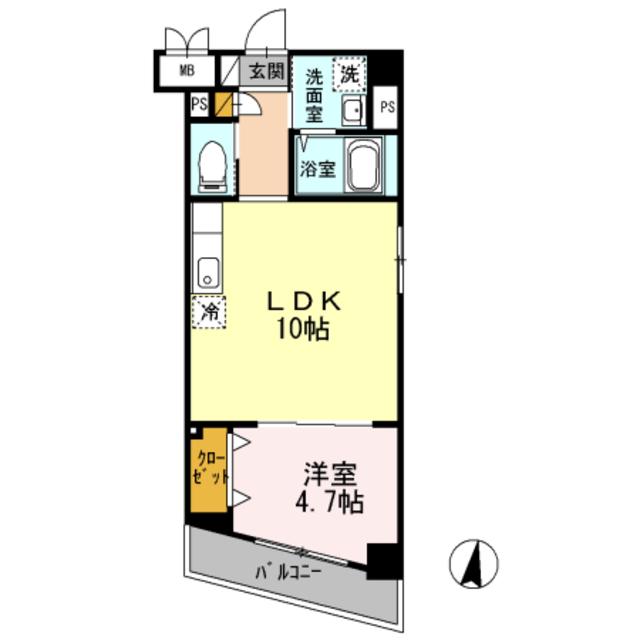 エスポワール多摩川(1LDK/1階)の間取り写真