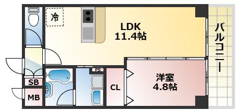 モン・ヴィラージュ佐賀駅前(1LDK/2階)の間取り写真