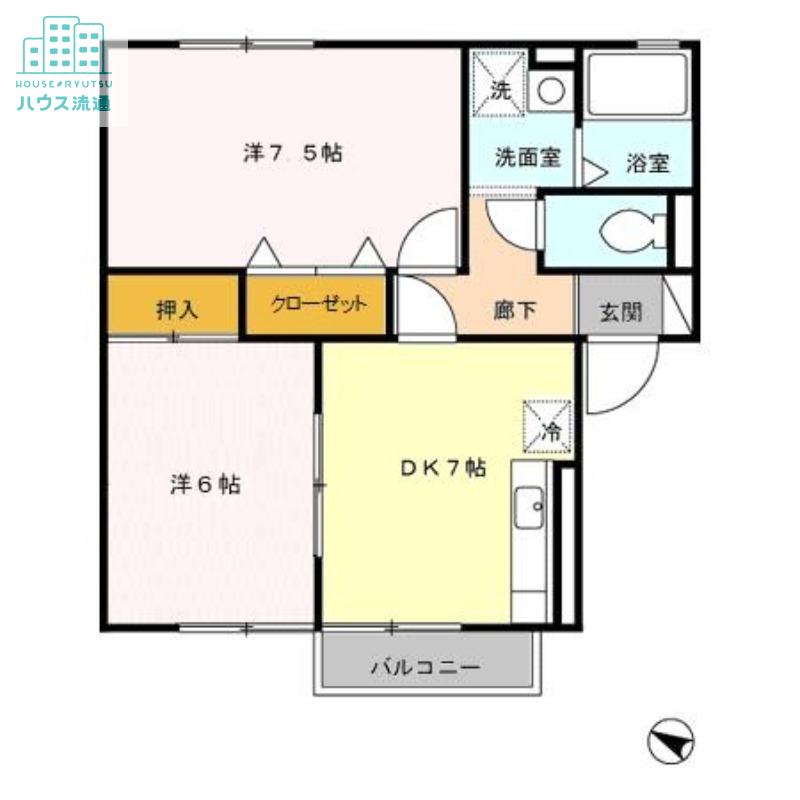 プレミール21(2DK/1階)の間取り写真