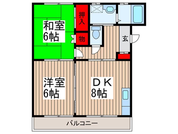 ダイヤモンドハイツ(2DK/1階)の間取り写真