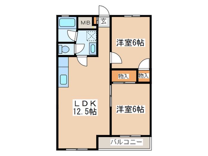 シャトレー新井(2LDK/2階)の間取り写真