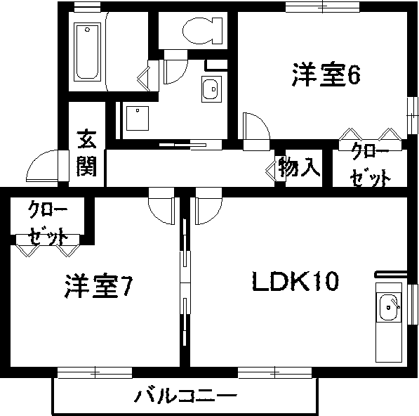 ルミエール水広下A棟(2LDK/2階)の間取り写真