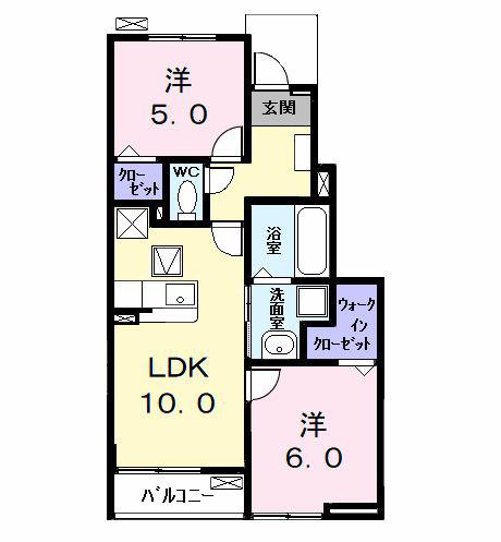 ウイングKVII(2LDK/1階)の間取り写真