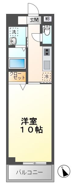 サンパティーク(1K/3階)の間取り写真