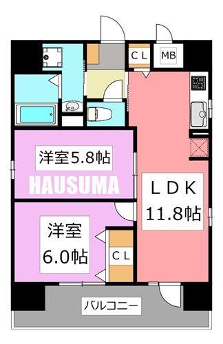 モン エール 西日暮里(2LDK/2階)の間取り写真