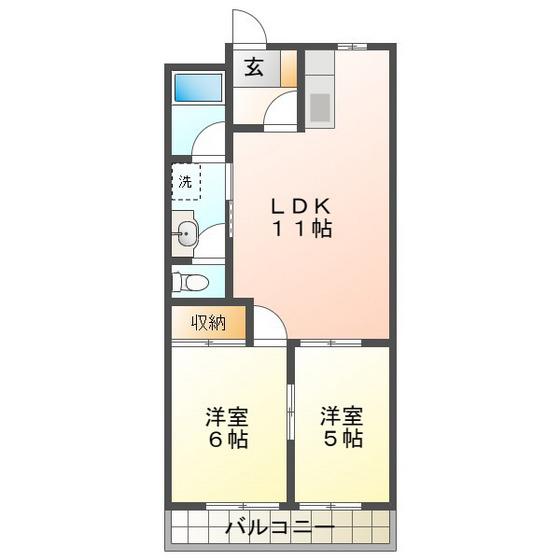 ロイヤルステージ桜橋(2LDK/1階)の間取り写真