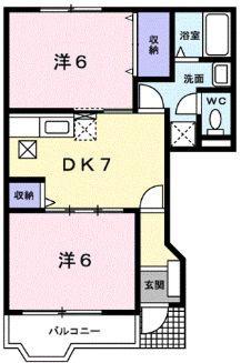 ベルメゾン福地A(2DK/1階)の間取り写真