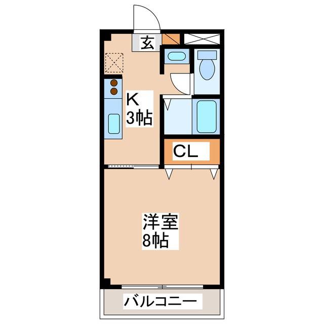 メイトグリーン(1K/2階)の間取り写真