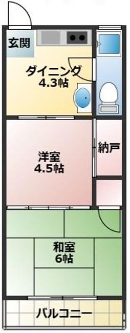 高田マンション(2DK/2階)の間取り写真