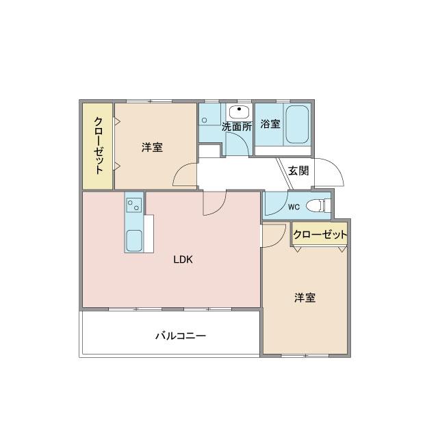 リルームス明野西(2LDK/4階)の間取り写真