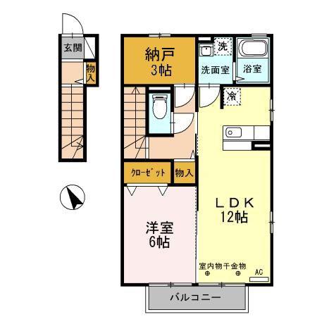 エスペランサ堤(1LDK/2階)の間取り写真