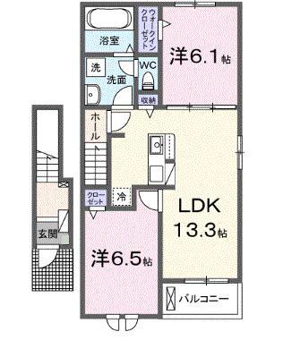 コーチェ(2LDK/2階)の間取り写真
