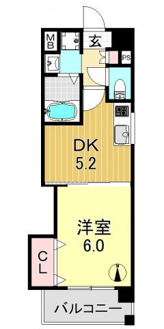 ブランエトワール(1DK/7階)の間取り写真