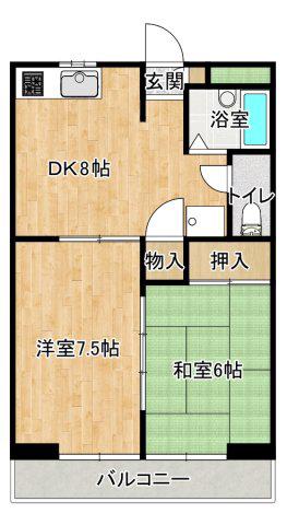 ゆりファースト(2DK/2階)の間取り写真
