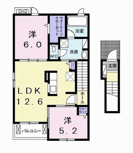 トゥ ミライA(2LDK/2階)の間取り写真