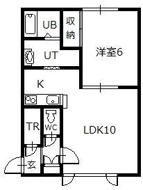 JR石北本線 南永山駅 徒歩17分 2階建 築26年(1LDK/2階)の間取り写真