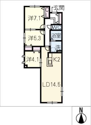地下鉄東山線 池下駅 徒歩10分 2階建 築1年(3LDK/1階)の間取り写真